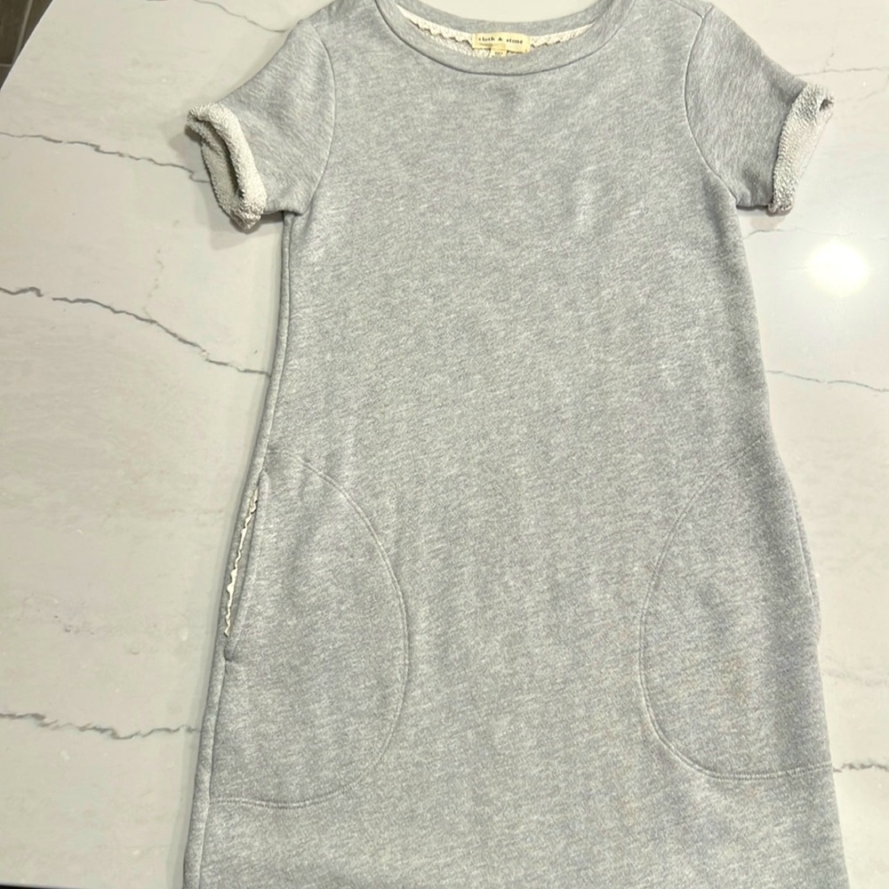 Cloth & Stone Gray Terry Cloth Dress Short Sleeve size XS